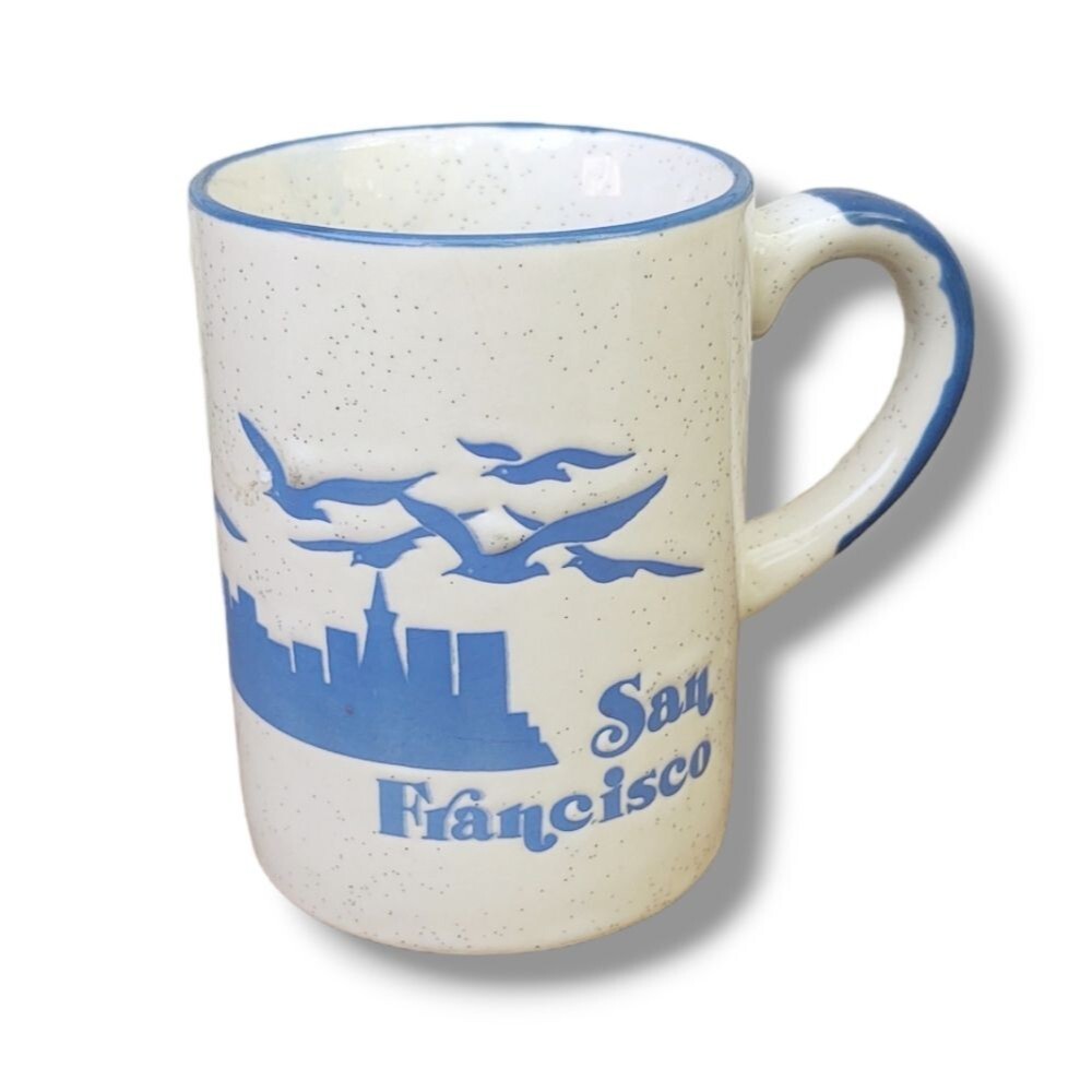 Vintage San Francisco Souvenir Mug Speckled Stoneware 80s Golden Gate Bridge - Picture 3 of 10
